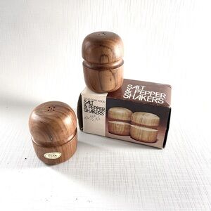 Made in Thailand MCM TEAK Salt Pepper Shaker Mid-Century Modern Design Bohemian